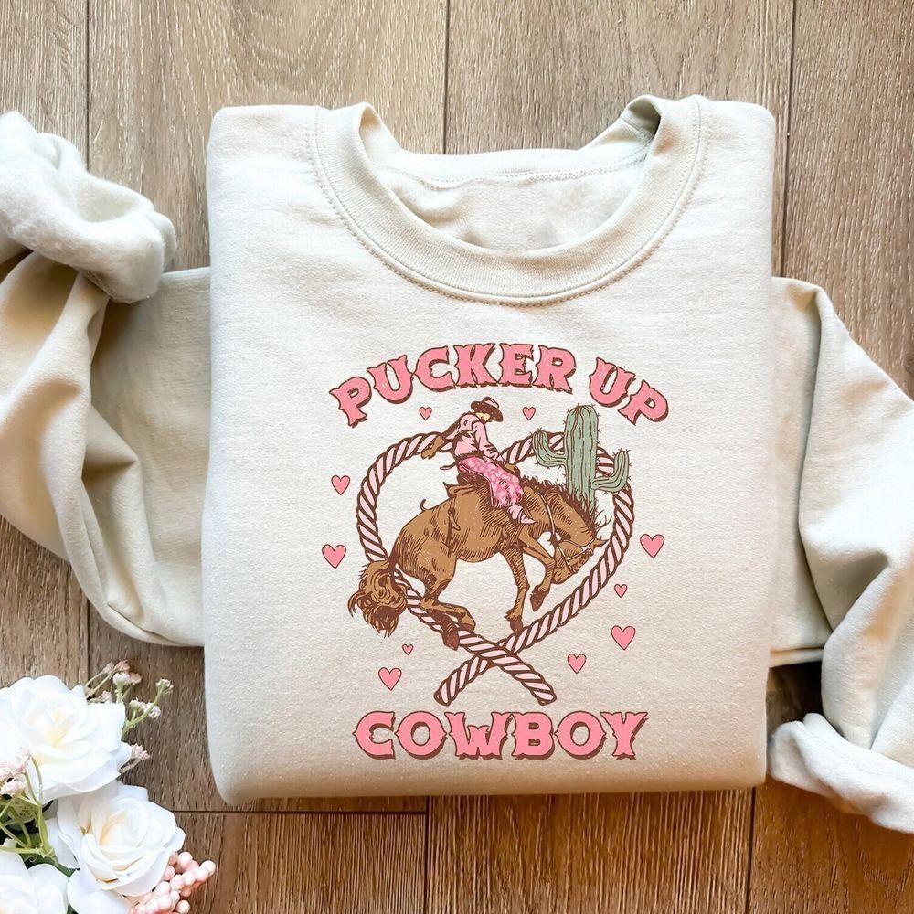 Pucker Up Cowboy Howdy Valentines Vuitino Merch